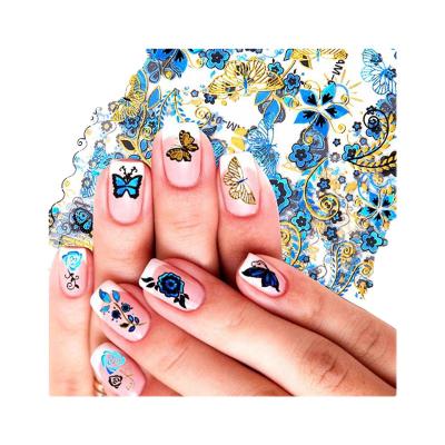 China Metal Nail Art 2022 New Listing Art Graffiti Nail Sticker Flower Leaf DIY Adhesive Finger Nails Stickers for sale