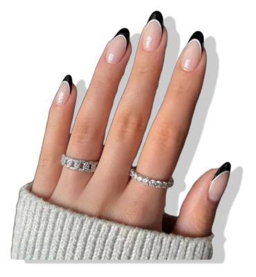 China 2022 New Design Simple False Nails French Manicure Style Finished Full Cover Long Fake Nails Manual Pressing for sale