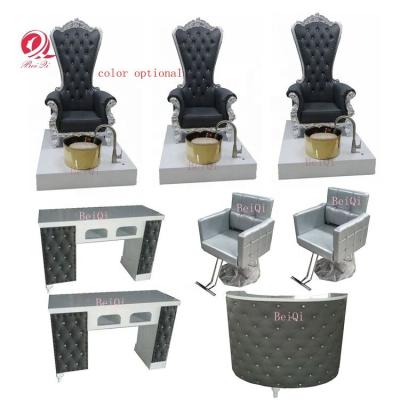 China Beauty Salon Nail Station Manicure Table Hotsale Beauty Salon Throne Pedicure Spa Chair High Back Foot Massage for sale