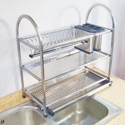 China Wholesale Guangzhou Dish Drainer Rack  Dish Rack Combined-Style Stainless Steel  With Drainboard for sale