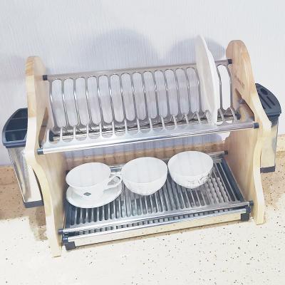 China 2-Tiers Stainless Steel Metal Dish Drying Rack,Kitchen Plate Chopstick Cup Organizer Holder for sale