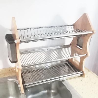 China China manufacturers wholesale 2 tier stainless steel dish drainer rack kitchen storage with drip tray for sale