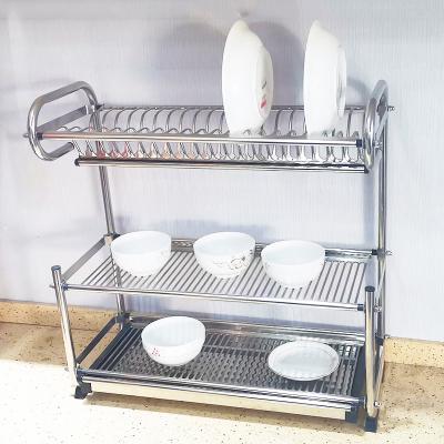 China 3 Tier Stainless Steel Kitchen Dish Rack Plate Organizer  Dish Rack Holder With Chopsticks Holder Te koop