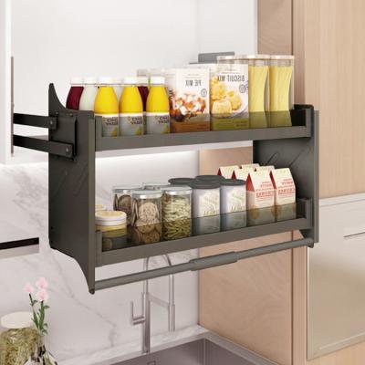 China China Supplier Kitchen Accessories Adjustable up and down Kitchen Wall Cabinet Lifting storage Basket en venta