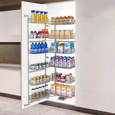 China Soft-Stop Half Tandem Unit Kitchen Pantry Unit  Cabinet Pull Out Stainess Steel Storage for sale