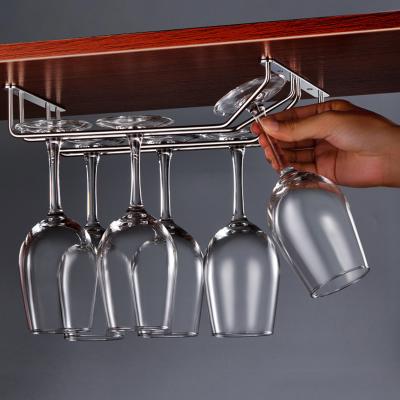 China Kitchen Under Cabinet Stemware Stainless Steel Wine Glass Holder Wine Glass Hanging Rack for sale