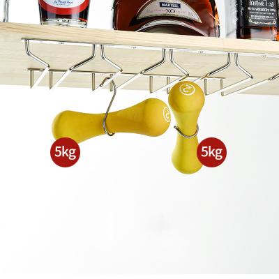 China Double Rack Wine Stemware Glass Bottle Goblet Inverted Holder Hanging Metal Wine Cup Rack en venta