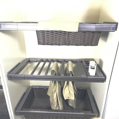 China Wardrobe Storage Basket Wardrobe Pants Rack Soft Closing Slide/Wardrobe Basket Drawer Organiser BOX/Pull Out Pants en venta