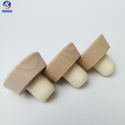 China Luxury Wooden Aluminum Bar Top T Shape Wine / Spirits Cork Customized Non Refillable Top Synthetic Stopper for sale