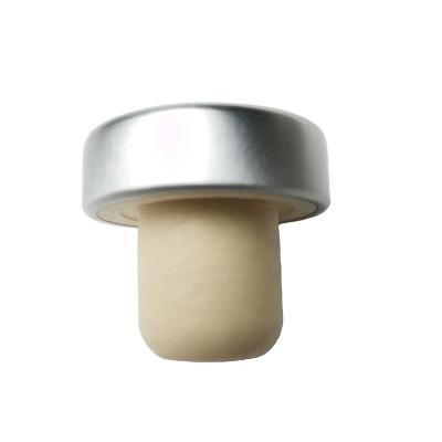 China Good Sealing And No Leak Factory Custom Natural Aluminum Coated High Synthetic Cork Cap Seal For Vodka Spirit for sale