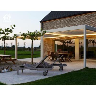 China Factory Easily Assembled 3 x 4 Aluminum Pergola With Shutters Roof System Pergola Outdoor Contemporary Decking for sale