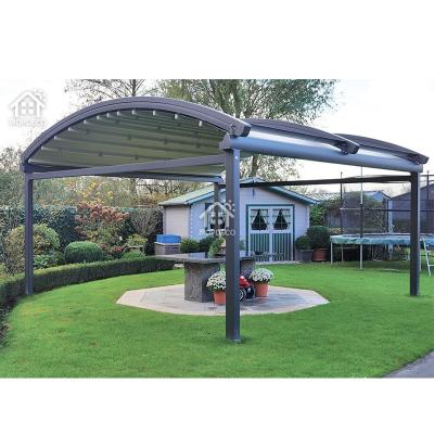 China Easily Assembled Outdoor Waterproof Bioclimatic PVC Motorized Retractable Pergola With Led Lights for sale