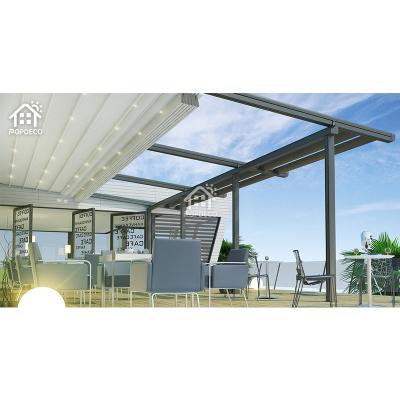 China Easily Assembled Open And Close Sun Shade Motorised Retractable Aluminum Pergola PVC Roof for sale