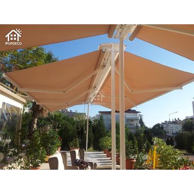 China 100% Factory Direct Waterproof Full Double Sided Cassette Motorized Retractable Outdoor Patio Aluminum Awning With LED for sale