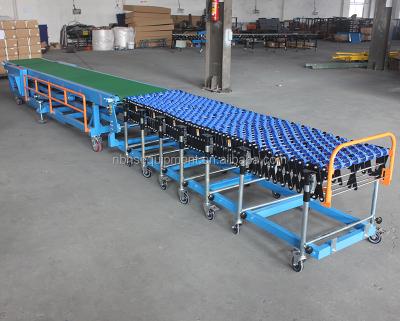 China Oil resistant truck unloading&unloading belt conveyor,expanding conveyor,gravity roller&wheel conveyor for sale