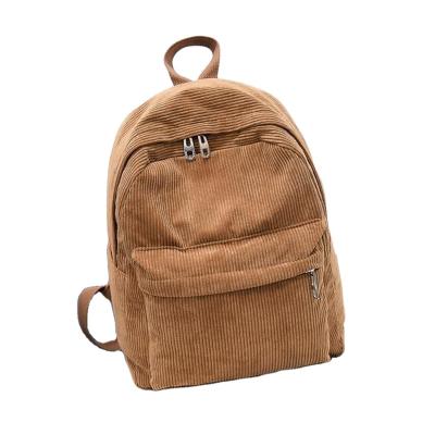 China Breathable Pure Color Corduroy Backpack Fashion Women School Backpack Women Backpack Girl School Bags Female Bagpack for sale