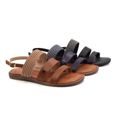 China Round sandals new 2020 with simple for women popular sandals ladies flat shoes for sale