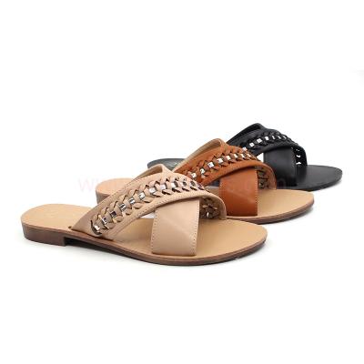 China Deodorization RMC 2020 New Design Classic Cross Strap Flat Sandals For Ladies for sale