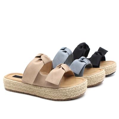 China 2020 RMC bowknot deodorization table platform bag hemp rope soft style women's slippers for sale