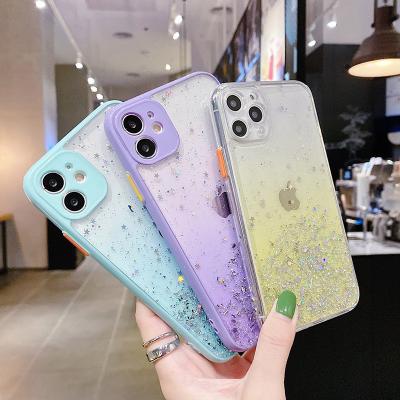 China Customizable Hot Colorful Gradient Camera Epoxy Glitter Design Fashion Anti-fall Saels Cell Phone Protective Case For iPhone 11 12 Pro Max for sale