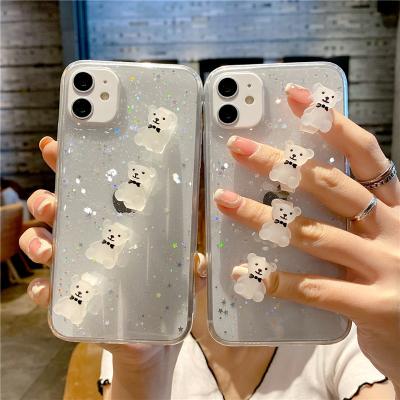 China Shockproof Customizable Ring Glitter Bling Soft Clear Back Cover For iphone Xr 6s i8plus 11 Apple 12 13promax Cell Phone Case Girls for sale