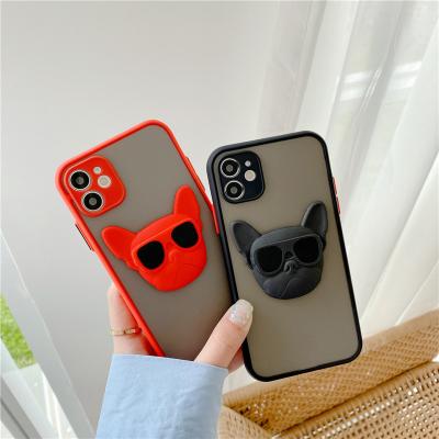 China Protective Matte Translucent French Dog Camera Skin Anti-fall Baby Mobile Phone Case For Oppo Reno5 A54 A94 A9 2020 A5S F15 A7X for sale