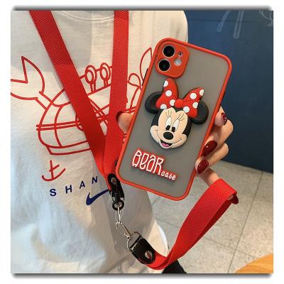 China Anti-fall Translucent Matte Shockproof Minnie and Micky Back Cover Rope For Huawei Y9S Y8P Y7A NOVA7I PRO Cell Phone Case Huawei Y9 P30 MATE20 for sale