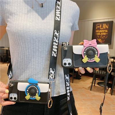 China Cute Anti-fall Cartoon Daisy Donald Duck Wallet Bage Body Cross Rope Mobile Phone Cases For One Plus 9PRO 9T 1+8T 1plus 7 1+6 1+5 for sale