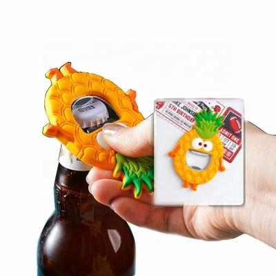 China Customized Sustainable PVC Fruit Pineapple Watermelon Claws Fridge Magnet Bottle Opener for sale