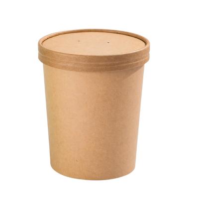 中国 Biodegradable 8 12 16 26 32OZ Plain Film Paper Disposable Packaging Cups Mache Bowl Soup Cup Containers With Lids 販売のため