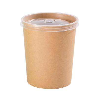 Китай Biodegradable Simple Disposable Container Travel 32OZ Film Wrapping Paper Soup Cup Take Out Paper Soup Bowl With Lid продается