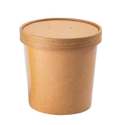 China Food Grade Biodegradable Deli Soup Bowl Container 16OZ Disposable Quality Kraft Paper Soup Cup With Locked Lid à venda