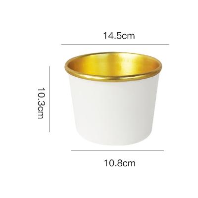 China Custom Printing Biodegradable Round Bowl Gold Foil Food Bottom Paper Boxes Disposable Takeout Packaging for sale