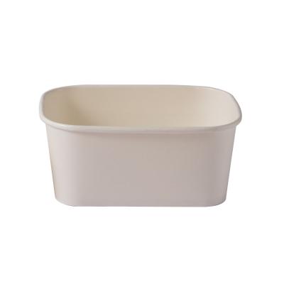 China Disposable Eco Salad 750ml Custom Biodegradable Rectangular Food Box Kraft Paper White Paper Packaging Bowl for sale