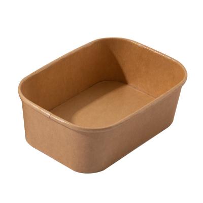 China Restaurant 500ml Custom Printing Disposable Rectangular Disposable OEM Food Grade Paper Bowl Disposable Container for sale