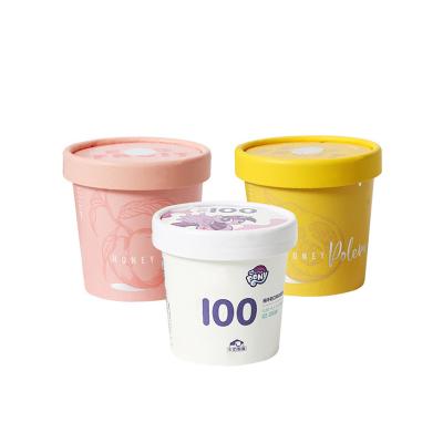 China Disposable Yogurt Cup 350ml Biodegradable Bowlskraft Ice Cream Tubs Customized Paper Paper Cups for sale