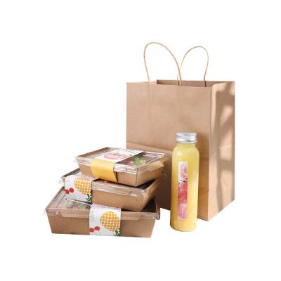 China Biodegradable Quality Handle Restaurant Biodegradable Delivery Take Out Kraft Food Packaging Package Bag Custom Paper Bags With Your Own Logo for sale