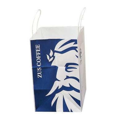 China White Restaurant Handle Christmas Biodegradable Custom Printing Take Out Paper Bag With Your Own Logo en venta