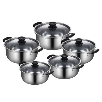 China Sustainable hot selling kitchen utensils stainless steel cookware set wholesale soup and stock pots set for sale