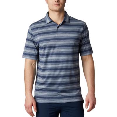 China Men's Two Tone Striped Polo Shirts With Plain Golf Logo QUICK DRY Embroidery for sale