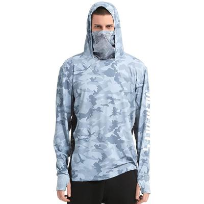 China Antibacterial Mens Fishing Hoodie Sun Protection Working Enhancing Outdoor Long Sleeve UPF 50+ Fishing Shirt for sale