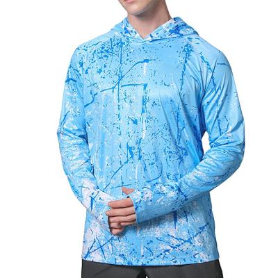 China Antibacterial Mens UPF 50 Performance Fishing Shirt Cooling Camouflage Long Sleeve Hoodie for sale