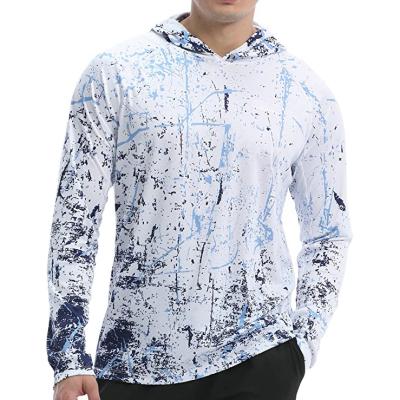 China Antibacterial Mens UPF 50+ Sun Protection Hoodie Shirt Long Sleeve SPF Fishing Outdoor UV Hiking Shirts Lightweight for sale