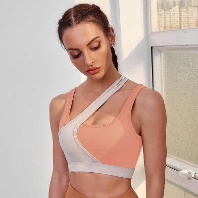 China New Design Breathable High Yoga Sports Bra Custom White Pink Color Block Plus Size Sports Bra for sale