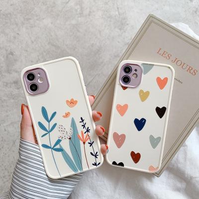 China Protect Your Cell Phone INS Love Heart Case Lens Phone Protective Electroplating Case For iPhone 12 12 pro Max Leaves Cover for sale