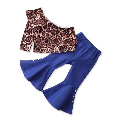 China HIGH STREET Two Piece Leopard Top Pants Sets Girls Baby Kids Stacked Pants Dress Up Set for sale