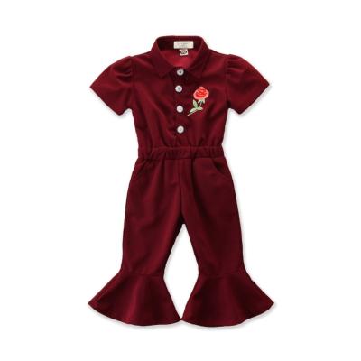 China Anti-wrinkle Velvet Jumpsuits Overalls Kids Girls Winter Pants Rompers Baby Red Ruffle Pants for sale