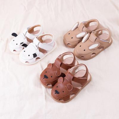 China Round Closed Summer Little Girl Sandals Soft Leather Toed Shoes For Toddler Baby Kids for sale