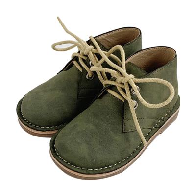 China Round Army Green Suede Leather Children Fall Mixed Ankle Boots Shoes Winter for sale