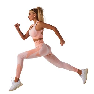 China High Quality Breathable Sports Bra ANG Seamless Leggings Set High Waisted Women Yoga Pants And Gaiters Set for sale